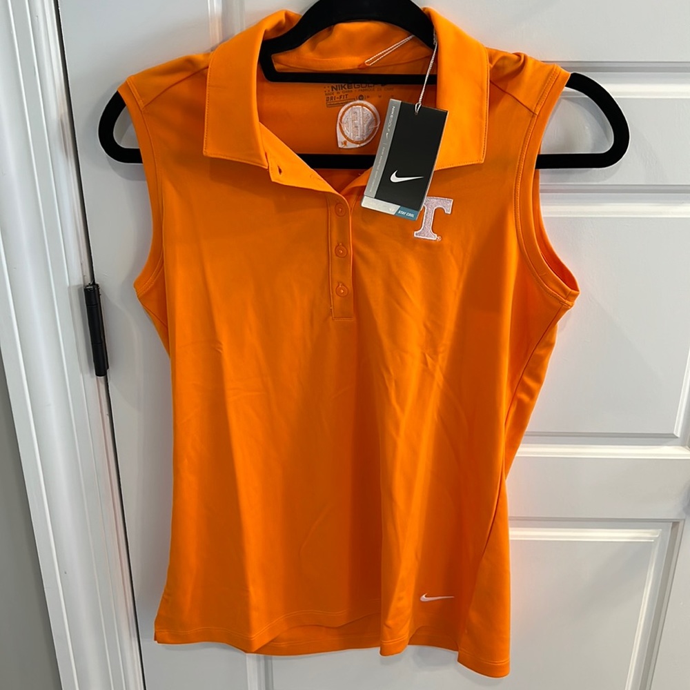 Orange Nike sleeveless Tennessee golf shirt